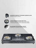 Constellation Glass Top Gas Stove with 3 Brass Burners