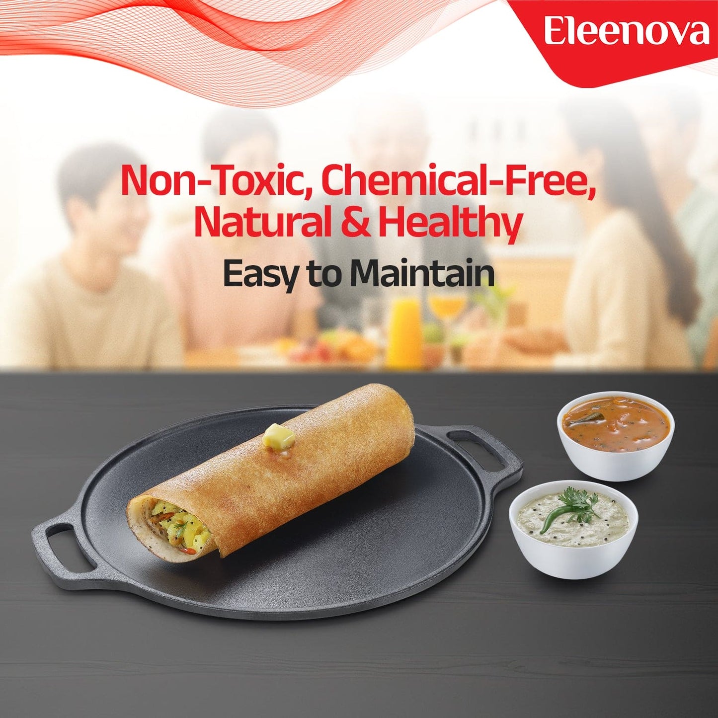 Eleenova Shakti Cast Iron Cookware - Dosa Tawa 30 cm