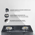 Constellation Glass Top Gas Stove with 2 Brass Burners