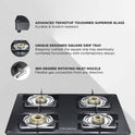 Constellation Glass Top Gas Stove with 4 Brass Burners
