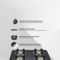 Olive Glass Top Gas Stove With 4 Brass Burners