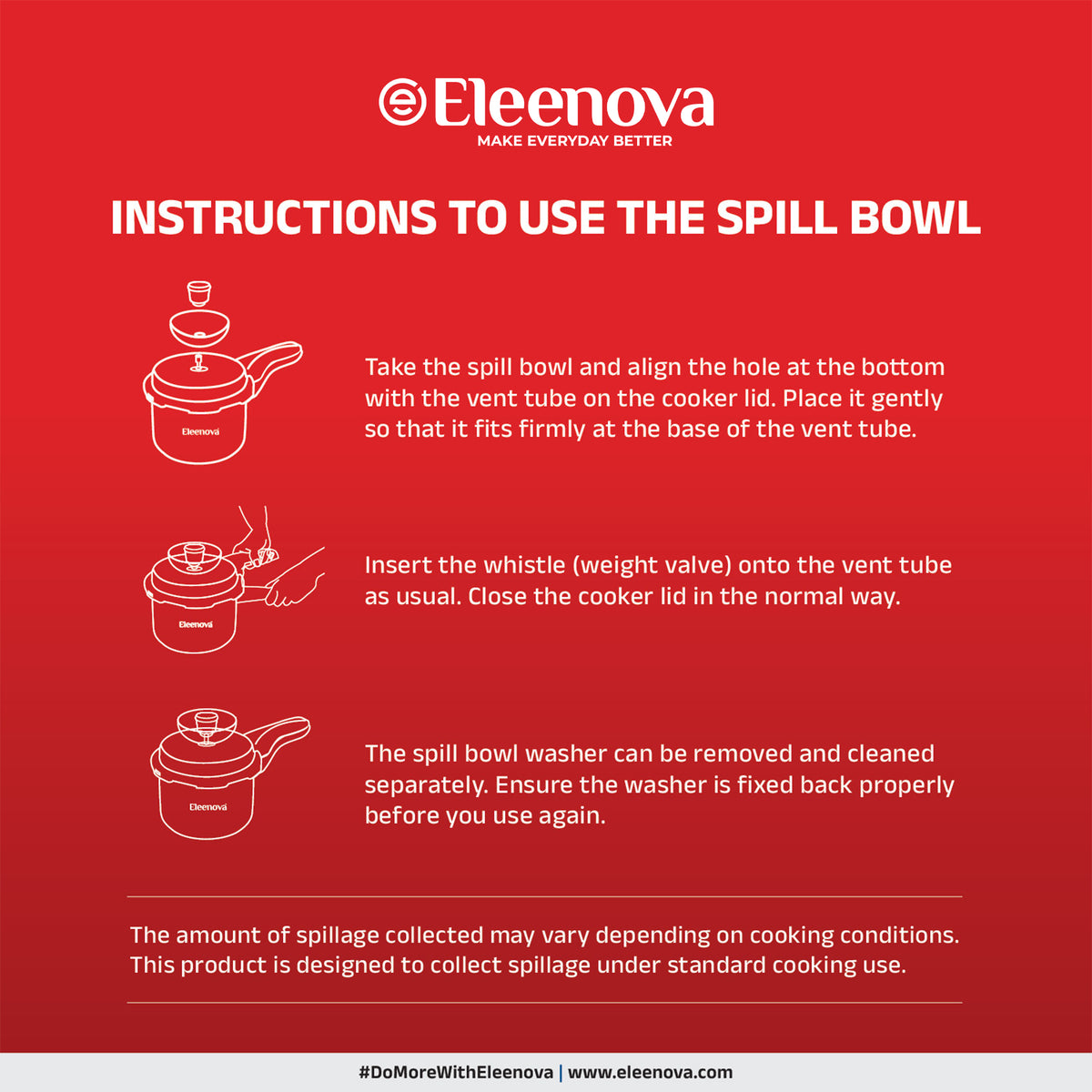Eleenova Vintage Aluminium Pressure Cooker 2 L|World First Pressure Cooker with Spill Bowl - Patent Applied| Gas Stove Compatiable | 5 Year Warranty | Superior Quality Aluminium | ISI Certified | Food Safe Nitrile Gasket | Outer Lid -Alu 2 L