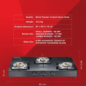 Constellation Glass Top Gas Stove with 3 Brass Burners