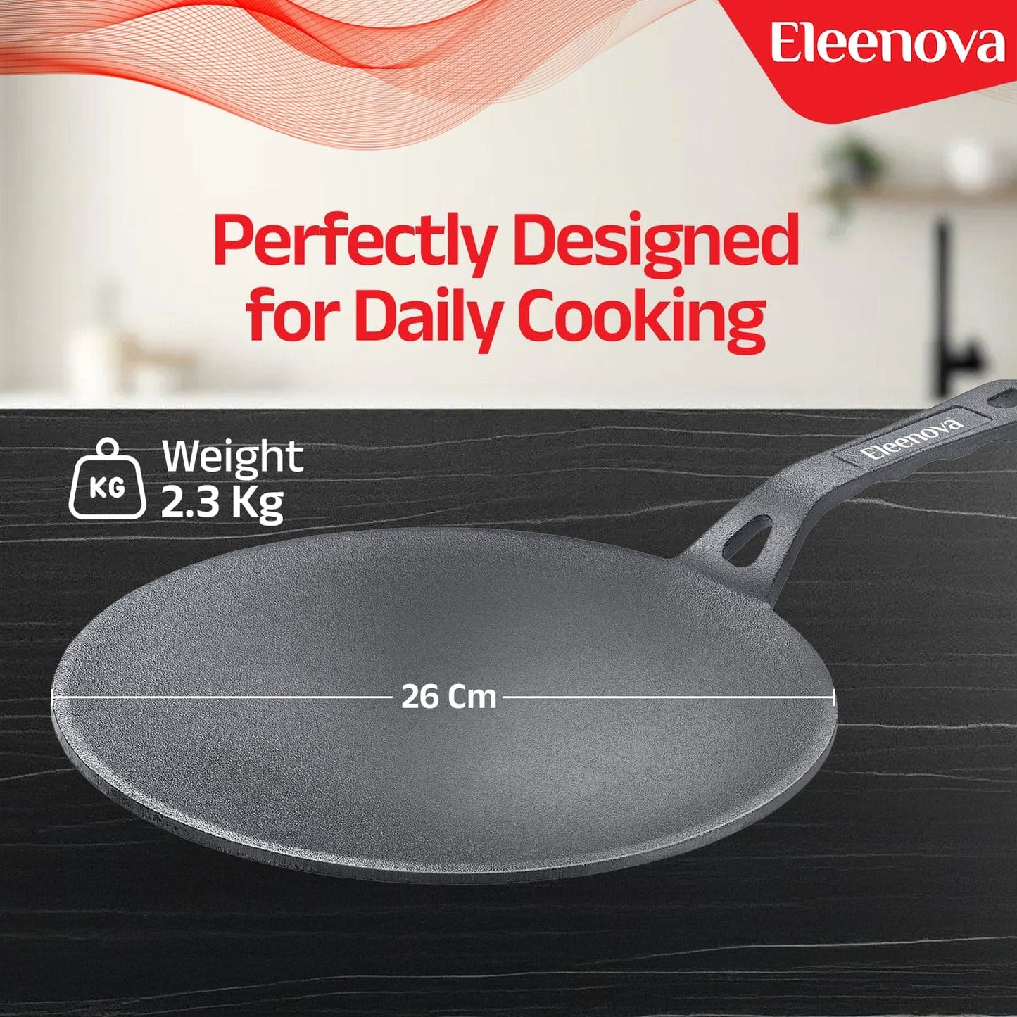 Eleenova Shakti Cast Iron Cookware - Roti Tawa 26 cm