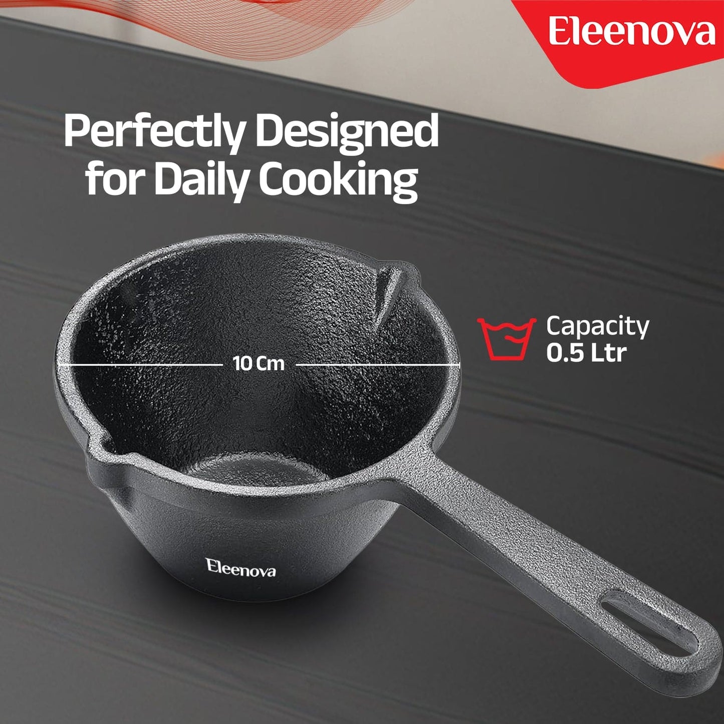 Eleenova Shakti Cast Iron Cookware - Tadka Pan 14 cm