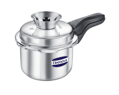 Eleenova Stainless Steel Pressure Cooker 3 L | World's First Pressure Cooker with Spill Bowl- Patent Applied | 5 Year Warranty | ISI Certified | High Quality Stainless Steel | Metallic Safety Plug | Food Safe Nitrile Gasket | Serves 3-4 People