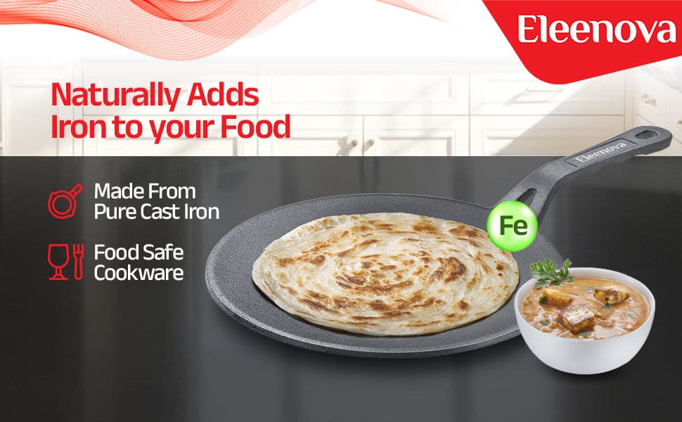 Eleenova Shakti Cast Iron Cookware - Roti Tawa 26 cm