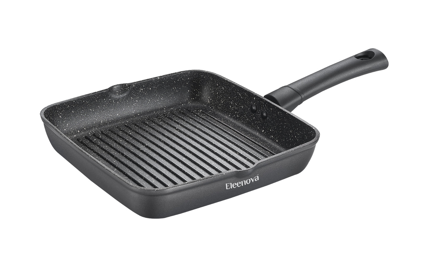 Eleenova Aspire Non-Stick Grill Pan 24cm | 5 Layer Non-Stick Coating | PFOA Free | Metal Spoon Friendly | Cool Touch Bakelite Handle | Easy to Clean | 1 Year Warranty