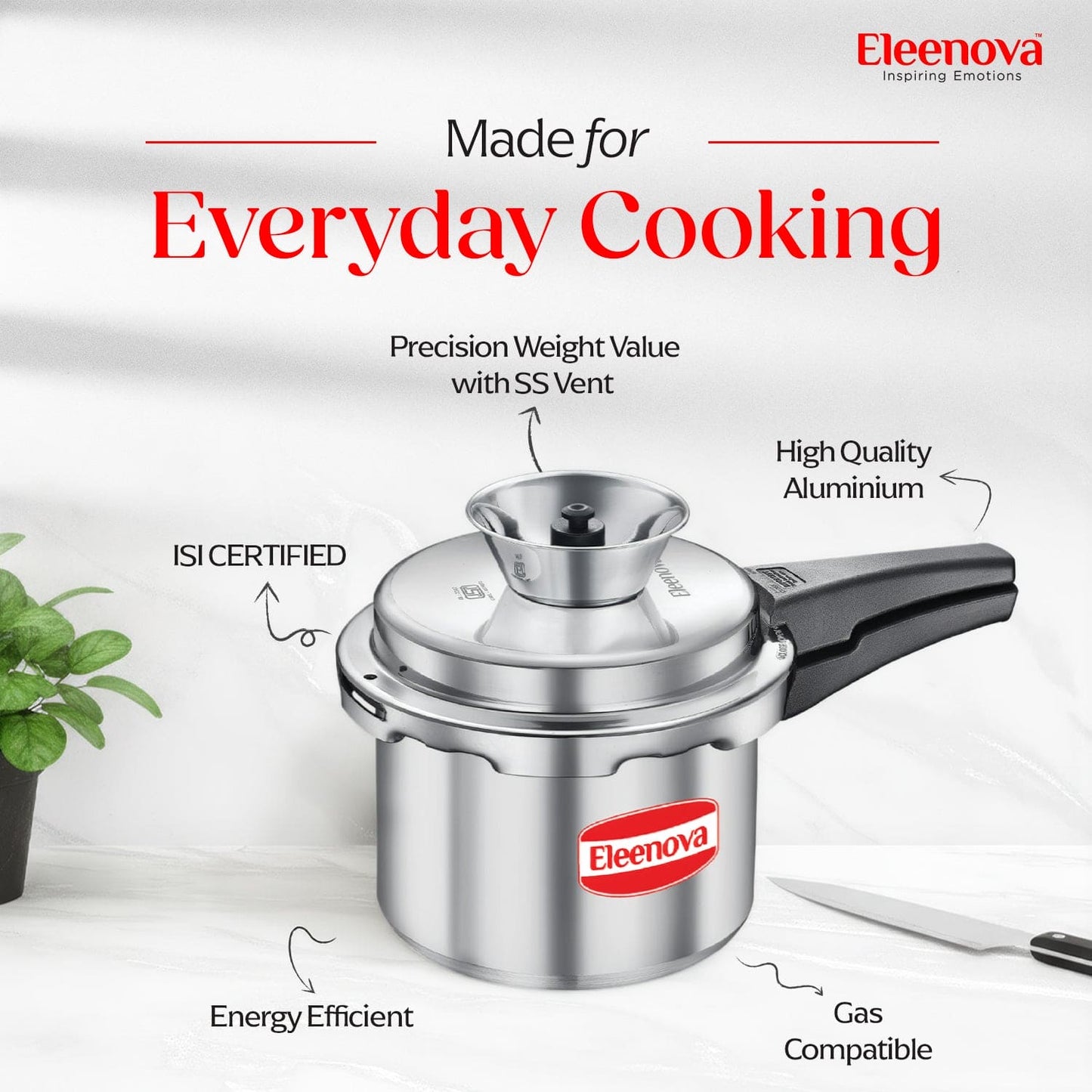 Eleenova Anti-Spill Vintage Aluminium Pressure Cooker -3 L | Worlds First Anti Spill Design | Gas Compatiable | 5 Year Product Warranty | ISI Certified | Superior Quality Aluminium