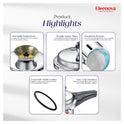 Eleenova Stainless Steel Pressure Cooker 3 L | World's First Pressure Cooker with Spill Bowl- Patent Applied | 5 Year Warranty | ISI Certified | High Quality Stainless Steel | Metallic Safety Plug | Food Safe Nitrile Gasket | Serves 3-4 People