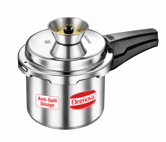 Eleenova Vintage Aluminium Pressure Cooker -3 L | World's First Pressure Cooker with Spill Bowl- Patent Applied | 5 Year Warranty | ISI Certified | Patented Applied | Superior Quality Aluminium | Food Safe Nitrile Gasket | Serves 3-4 People