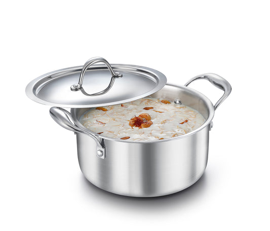 Eleenova Triply Stainless Steel Casserole with Lid, ISI Certified with Product Lifetime Warranty, Durable 3-Layer Body, 100% Toxin-Free & No Chemical Coating