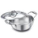 Eleenova Triply Stainless Steel Kadai/Kadhai with Lid, 3.5 Litres, 24cm/9.4 Inch, 1.61Kg, ISI Certified with Product Lifetime Warranty, Durable 3-Layer Body, 100% Toxin-Free & No Chemical Coating