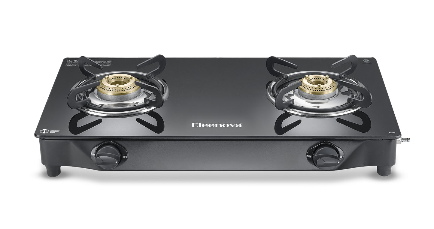 Eleenova Freedom Gas Stove | 2 Burner, 3 Burner & 4 Burner | Advanced Teknotuf Superior Glass | High-Efficiency Brass Burners | Ample Burner Space | Ergonomic Knobs | ISI Certified | 2 Year Warranty