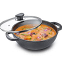 Eleenova Shakti Cast Iron Cookware - Kadai with Lid 24 cm