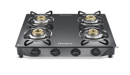 Eleenova Freedom Gas Stove | 2 Burner, 3 Burner & 4 Burner | Advanced Teknotuf Superior Glass | High-Efficiency Brass Burners | Ample Burner Space | Ergonomic Knobs | ISI Certified | 2 Year Warranty