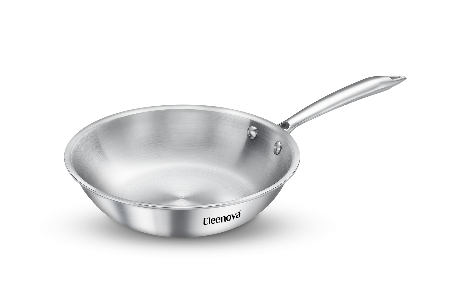 Eleenova Signature Tri-Ply Stainless Steel Fry Pan | 24cm & 26cm | Even Heat Distribution | Scratch-Resistant Matte Finish | Non-Reactive Healthy Cooking | Gas, Induction & Electric Compatible | Lifetime Warranty