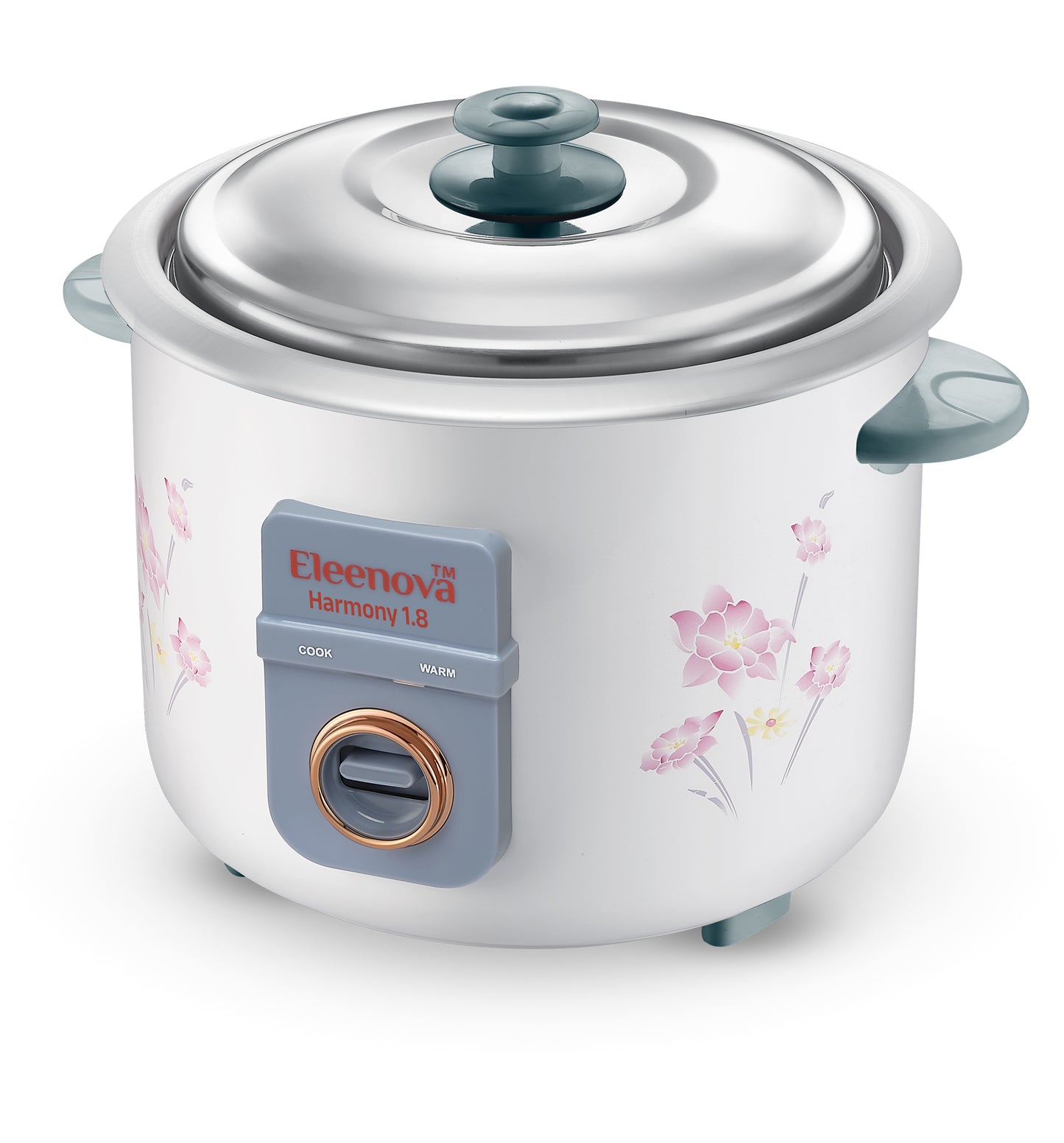 Eleenova Harmony 1.8 Rice Cooker 700W | 1.8 Litre Double Bowl | Extra Cooking Pan | Stainless Steel Lid | Keep Warm Function | Detachable Power Cord | Cool Touch Handles | 1 Year Warranty