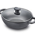Eleenova Shakti Cast Iron Cookware - Kadai with Lid 24 cm