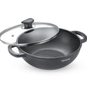 Eleenova Shakti Cast Iron Cookware - Kadai with Lid 24 cm
