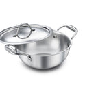 Eleenova Triply Stainless Steel Kadai/Kadhai with Lid, 2.75 Litres, 22cm/8.6 Inch, 1.31Kg, ISI Certified with Product Lifetime Warranty, Durable 3-Layer Body, 100% Toxin-Free & No Chemical Coating