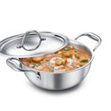 Eleenova Triply Stainless Steel Kadai/Kadhai with Lid, 2.75 Litres, 22cm/8.6 Inch, 1.31Kg, ISI Certified with Product Lifetime Warranty, Durable 3-Layer Body, 100% Toxin-Free & No Chemical Coating
