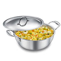 Eleenova Triply Stainless Steel Kadai/Kadhai with Lid, 4 Litres, 26cm/10.2 Inch, 1.83Kg, ISI Certified with Product Lifetime Warranty, Durable 3-Layer Body, 100% Toxin-Free & No Chemical Coating