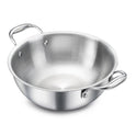 Eleenova Triply Stainless Steel Kadai/Kadhai with Lid, 2.75 Litres, 22cm/8.6 Inch, 1.31Kg, ISI Certified with Product Lifetime Warranty, Durable 3-Layer Body, 100% Toxin-Free & No Chemical Coating