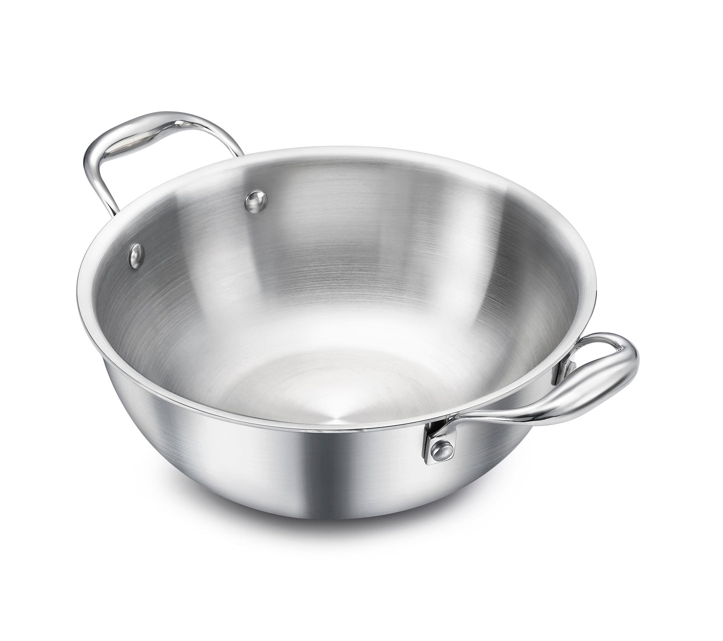 Eleenova Triply Stainless Steel Kadai/Kadhai with Lid, 2.75 Litres, 22cm/8.6 Inch, 1.31Kg, ISI Certified with Product Lifetime Warranty, Durable 3-Layer Body, 100% Toxin-Free & No Chemical Coating