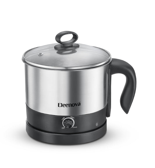 Eleenova Passion Multi Cooker 1.2L 600W | Concealed Heating Element | Precise Temperature Control | 360° Swivel Base | Egg & Grill Tray Accessories | Compact Portable Design | 1 Year Warranty