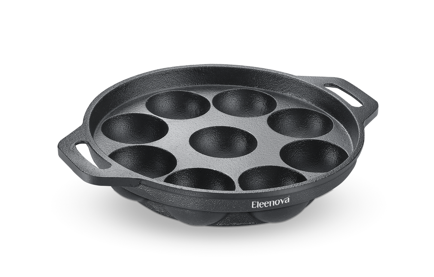 Eleenova Shakti Cast Iron Appapatra 9 Pit | Pre-Seasoned Paniyaram Pan | Gas, Induction & Electric Compatible | Chemical-Free Cooking | Even Heat Distribution | Lifetime Warranty