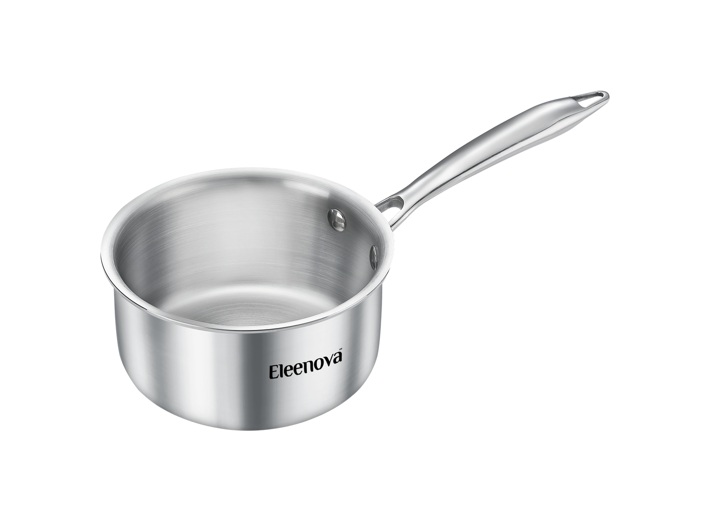 Eleenova Signature Tri-Ply Stainless Steel Sauce Pan | 14cm & 16cm | Even Heat Distribution | Scratch-Resistant Matte Finish | Non-Reactive Healthy Cooking | Gas, Induction & Electric Compatible | Lifetime Warranty