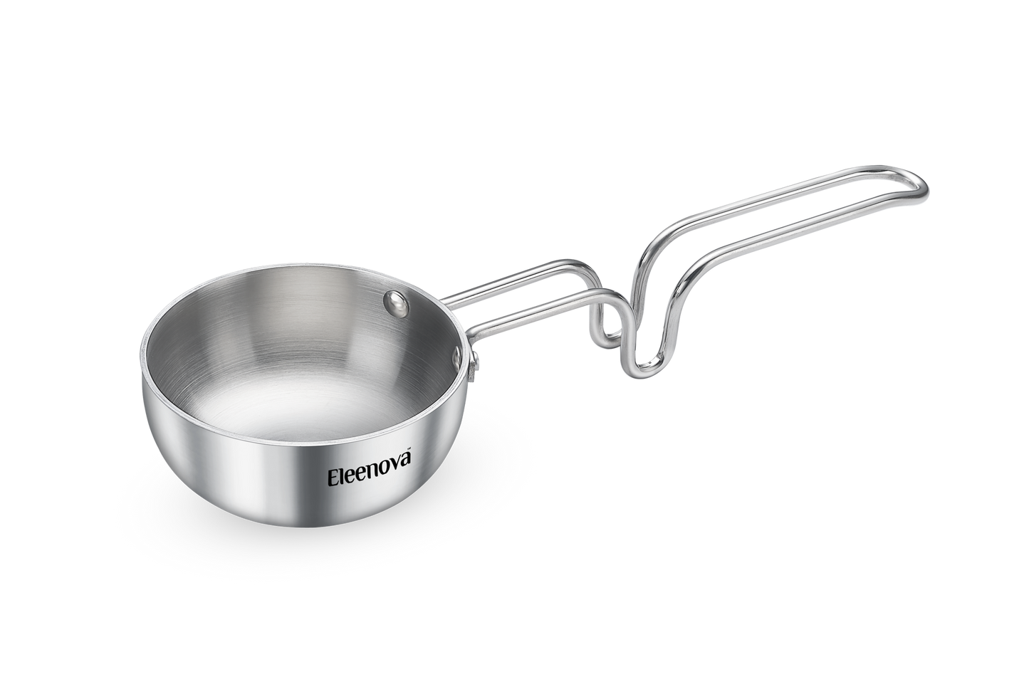Eleenova Signature Tri-Ply Stainless Steel Tadka Pan 11.5cm | Even Heat Distribution | Scratch-Resistant Matte Finish | Non-Reactive Healthy Cooking | Gas, Induction & Electric Compatible | Lifetime Warranty