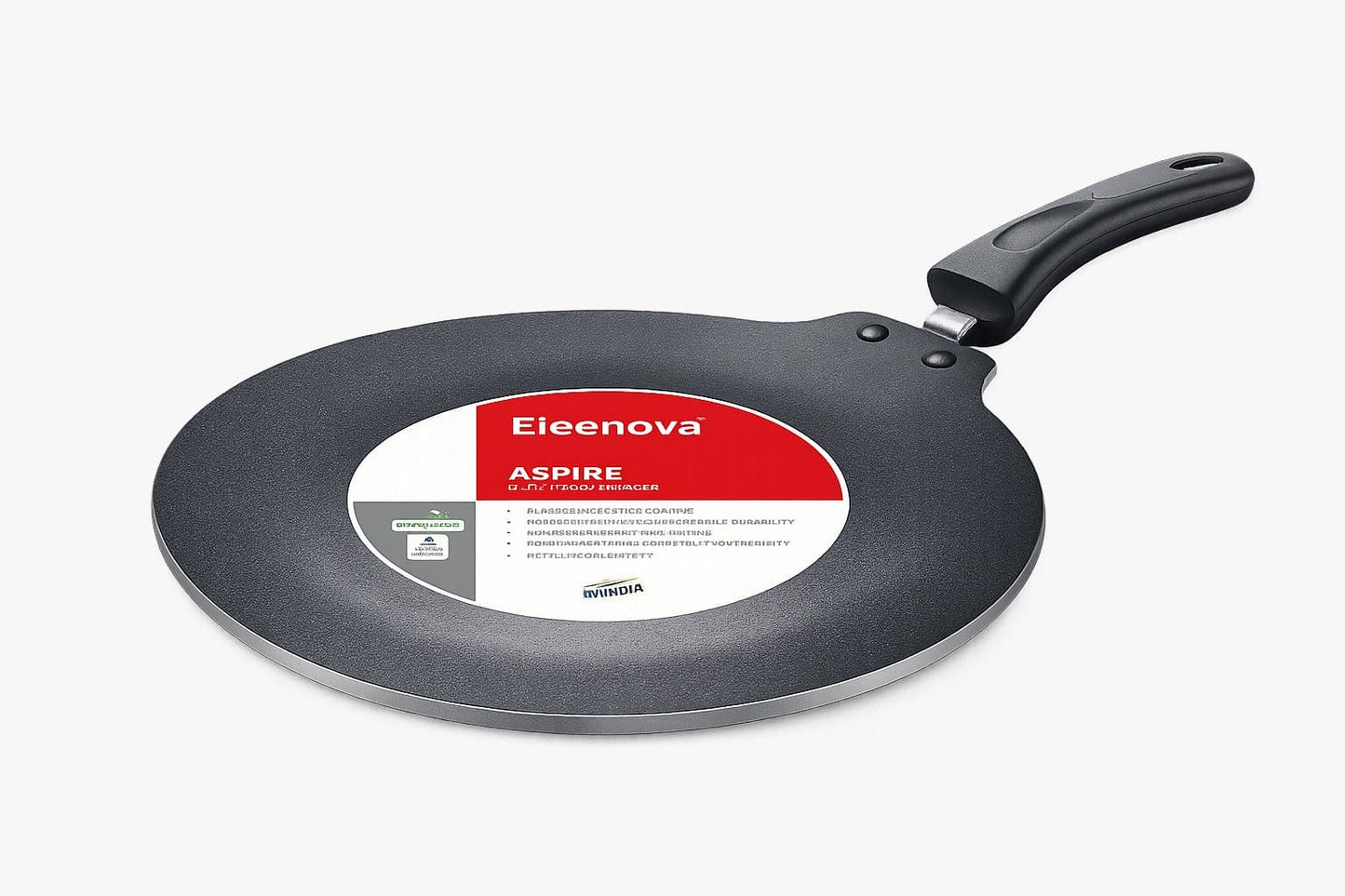 Eleenova Aspire Non-Stick Dosa Tawa 30cm | 5mm Thickness | 5 Layer Non-Stick Coating | Embedded Stainless Steel Induction Plate | PFOA Free | Metal Spoon Friendly | Cool Touch Bakelite Handle | 2 Year Warranty