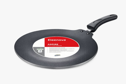 Eleenova Aspire Non-Stick Dosa Tawa 30cm | 5mm Thickness | 5 Layer Non-Stick Coating | Embedded Stainless Steel Induction Plate | PFOA Free | Metal Spoon Friendly | Cool Touch Bakelite Handle | 2 Year Warranty