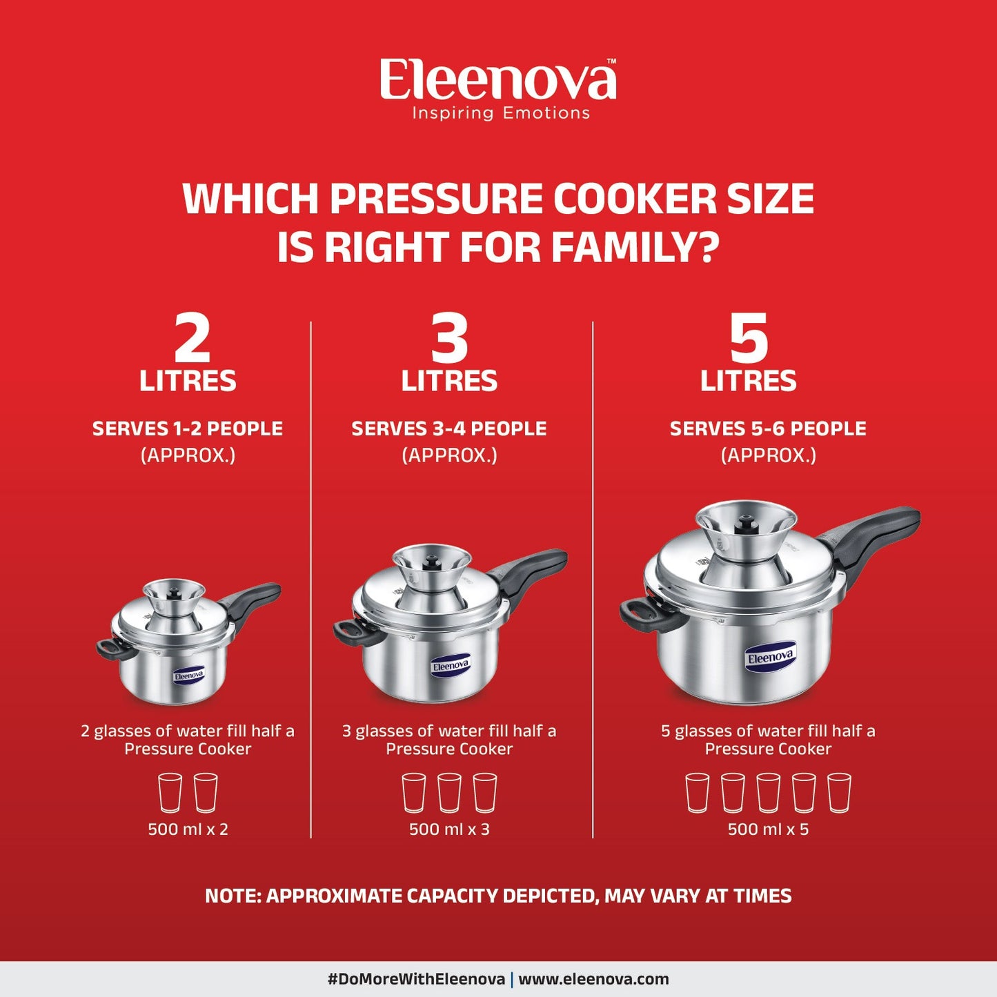 Eleenova Legacy Handi Pressure Cooker 3 L | World's First Pressure Cooker with Spill Bowl-Patent Applied | 5 Year Warranty | ISI Certified| Metallic Safety Plug | Food Safe Nitrile Gasket | Gas and induction Friendly | Serves 3-4 People