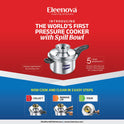 Eleenova Legacy Handi Pressure Cooker 3 L | World's First Pressure Cooker with Spill Bowl-Patent Applied | 5 Year Warranty | ISI Certified| Metallic Safety Plug | Food Safe Nitrile Gasket | Gas and induction Friendly | Serves 3-4 People